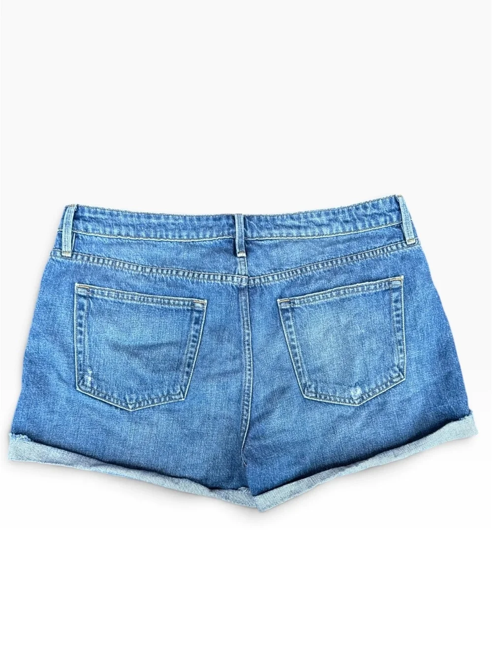 FRAME Le Grand Garçon Distressed Denim Shorts Size 31 in Heron Indigo Wash